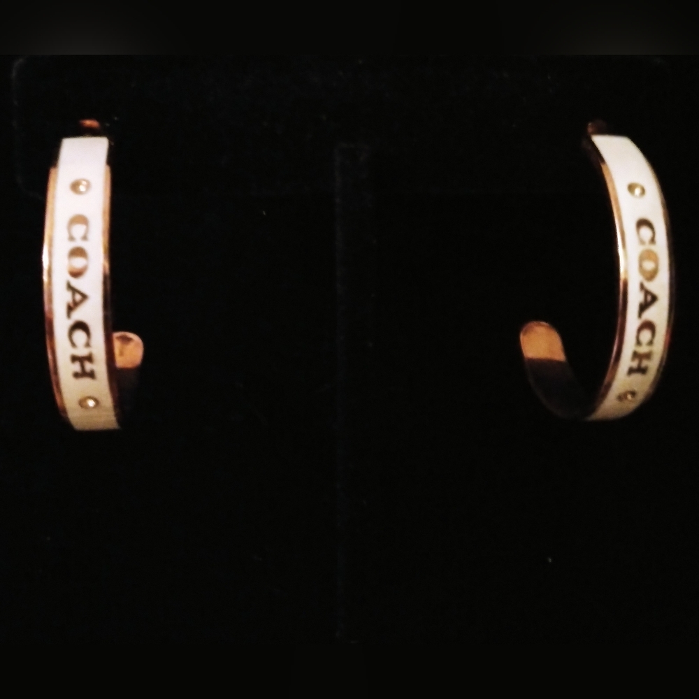 Coach off white hoop earrings
